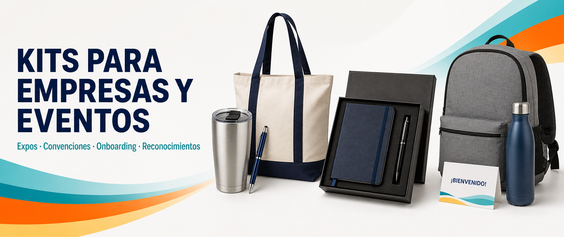 Kits para empresas, expos, convenciones, onboarding y reconocimientos